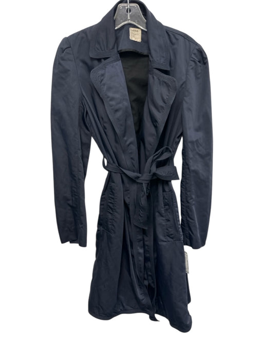 L'agence Size 4 Navy Blue & Black Nylon Blend Sash Side Pockets Trench Coat Navy Blue & Black / 4