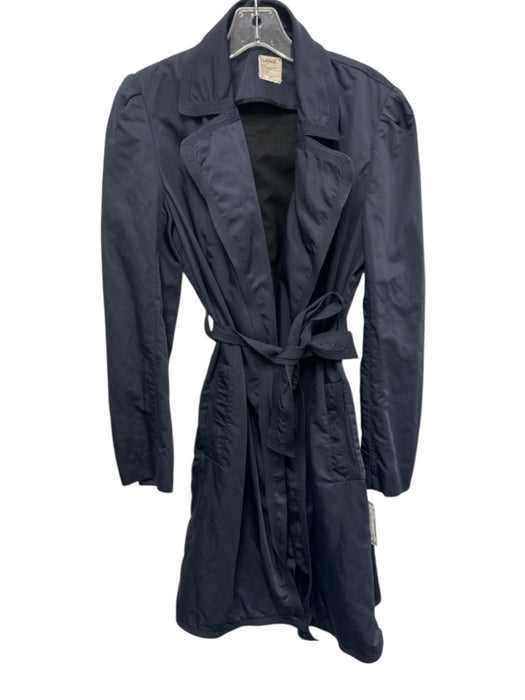 L'agence Size 4 Navy Blue & Black Nylon Blend Sash Side Pockets Trench Coat Navy Blue & Black / 4