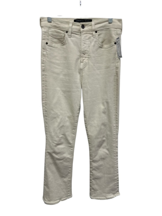 Veronica Beard Jeans Size 27 Cream Cotton Blend High Rise Kick Flare Jeans Cream / 27