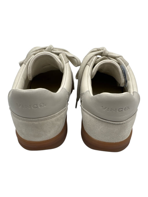 Vince Shoe Size 6.5 Cream & Gray Leather Upper Suede Lace Up Low Top Sneakers Cream & Gray / 6.5