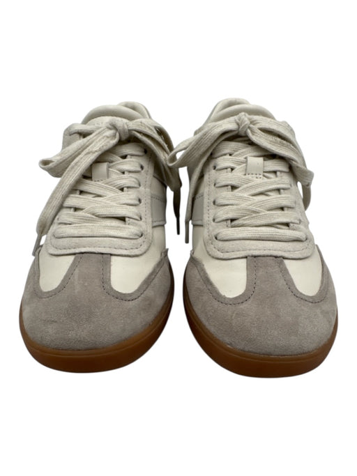 Vince Shoe Size 6.5 Cream & Gray Leather Upper Suede Lace Up Low Top Sneakers Cream & Gray / 6.5