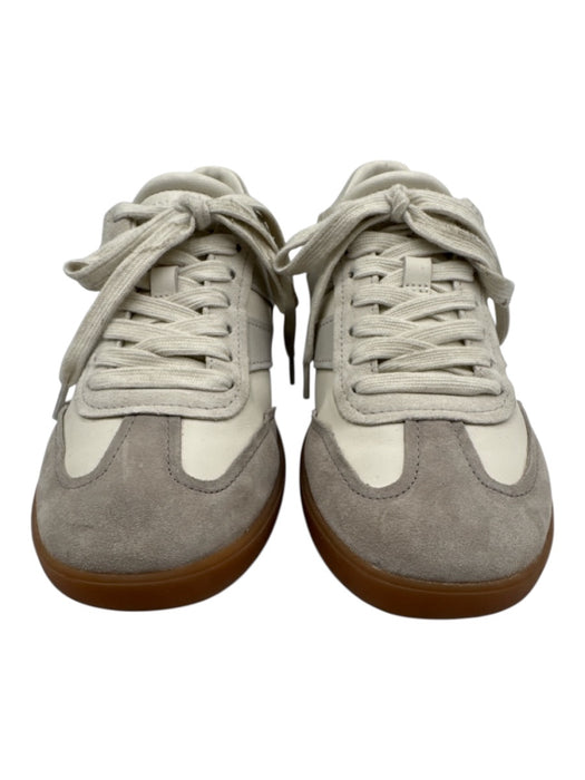 Vince Shoe Size 6.5 Cream & Gray Leather Upper Suede Lace Up Low Top Sneakers Cream & Gray / 6.5