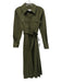 Derek Lam Size 2 Army Green Polyester Blend Long Sleeve Pleated Midi Dress Army Green / 2