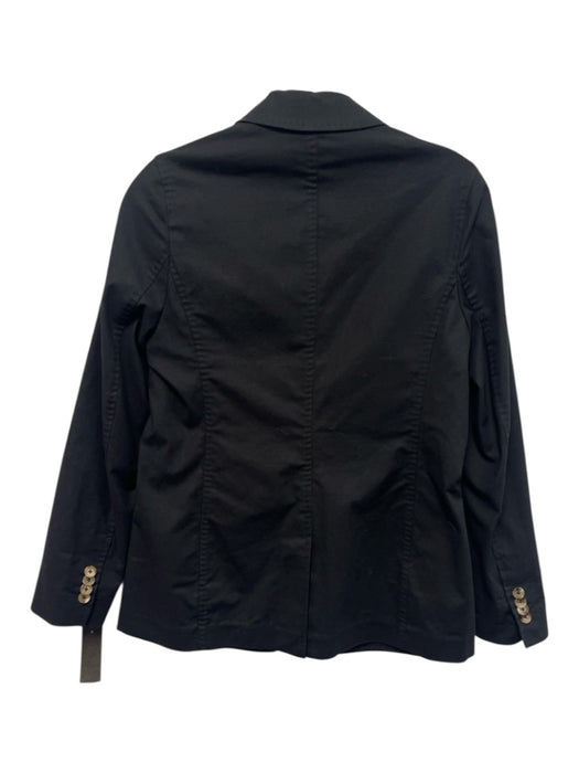 Ann Mashburn Size 2 Black Cotton Canvas Tortoise Shell Button Pockets Jacket Black / 2