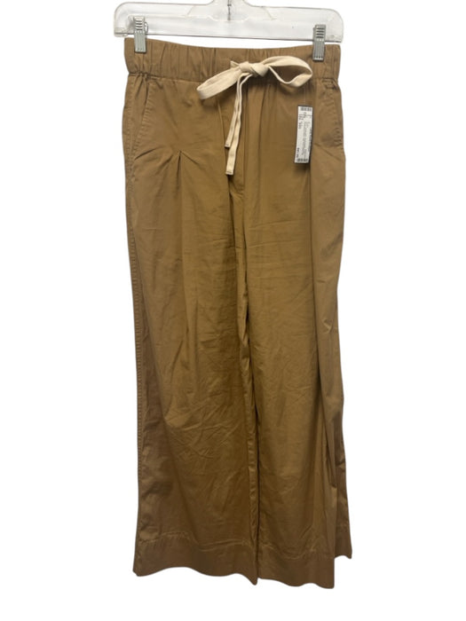 A.L.C. Size XXS Khaki Beige Cotton Drawstring Waist High Rise Wide Leg Pants Khaki Beige / XXS