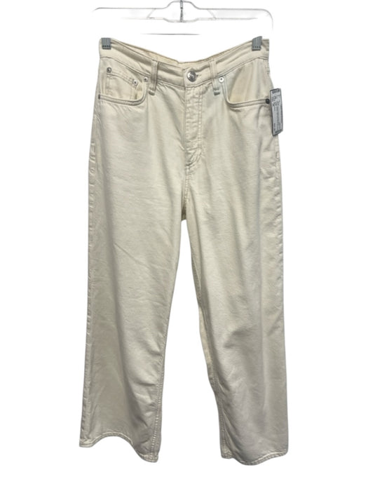 Rag & Bone Size 26 Cream White Cotton Denim High Rise Wide Leg Jeans Cream White / 26