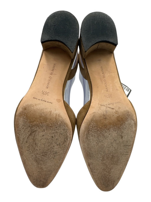 Manolo Blahnik Shoe Size 36.5 Taupe Brown Suede Almond Toe Slingback Pumps Taupe Brown / 36.5