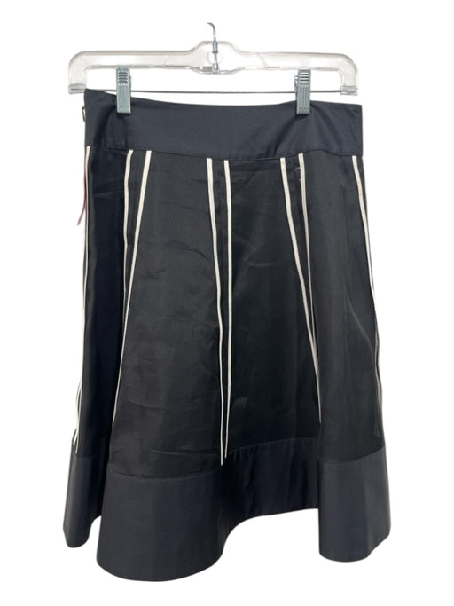 Club Monaco Size 2 Black & White Silk Side Zip Striped Above knee A line Skirt Black & White / 2