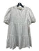 Tuckernuck Size XL White Cotton Eyelet Split V neckline Tiered Dress White / XL