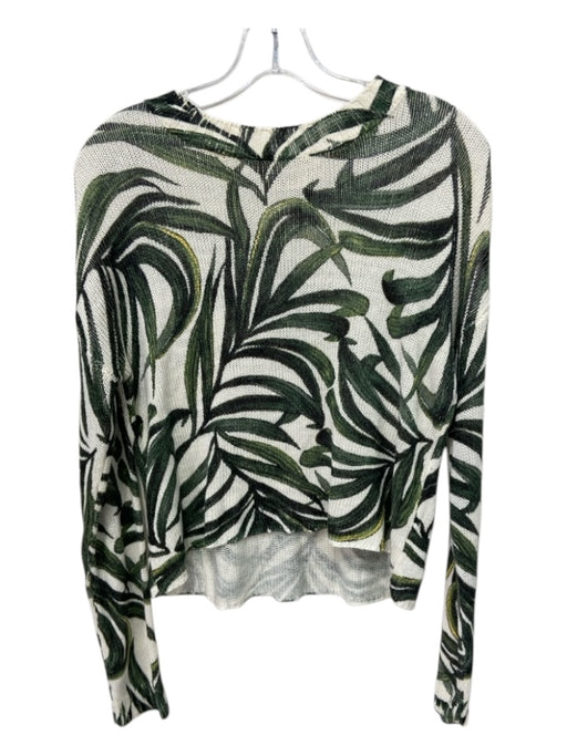 Show Me Your Mumu Size XS White, Green & Black Polyester Rib Knit Leaves Sweater White, Green & Black / XS