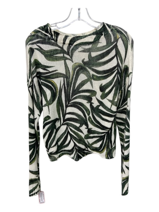 Show Me Your Mumu Size XS White, Green & Black Polyester Rib Knit Leaves Sweater White, Green & Black / XS