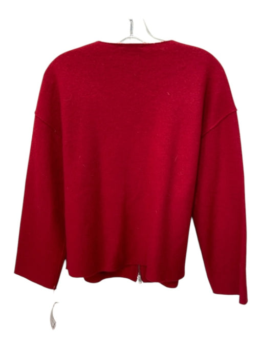 Eileen Fisher Size PM Red Wool Boucle Zip Up Side Pockets Sweater Red / PM