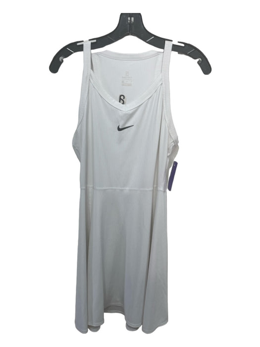 Nike Dri-Fit Size Medium White & Black Polyester Blend Sleeveless Ribbed Dress White & Black / Medium