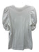 A.L.C. Size S White Cotton Short Puff Sleeve Round Neck Top White / S