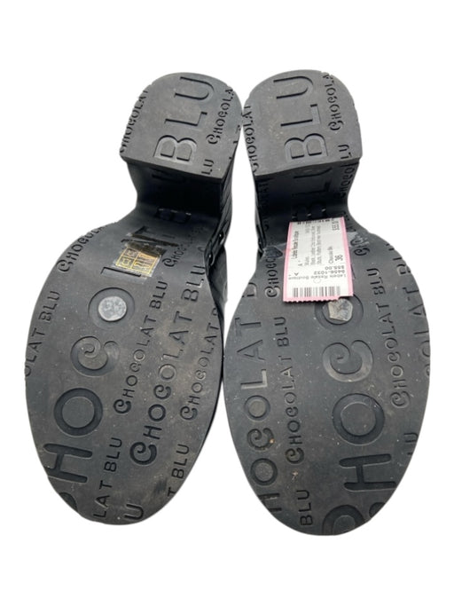 Chocolat Blu Shoe Size 36 Black Leather Croc Embossed Silver Studs Mules Black / 36