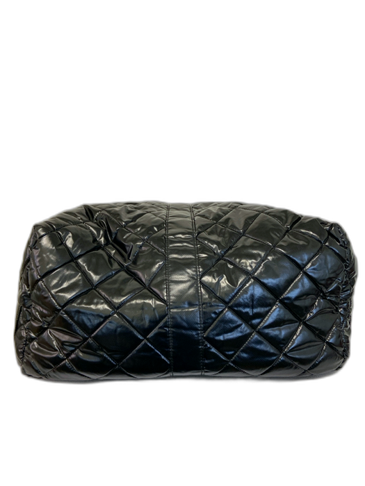 Oliver Thomas Black Polyester Shiny Quilted Multiple Compartments Tote Bag Black