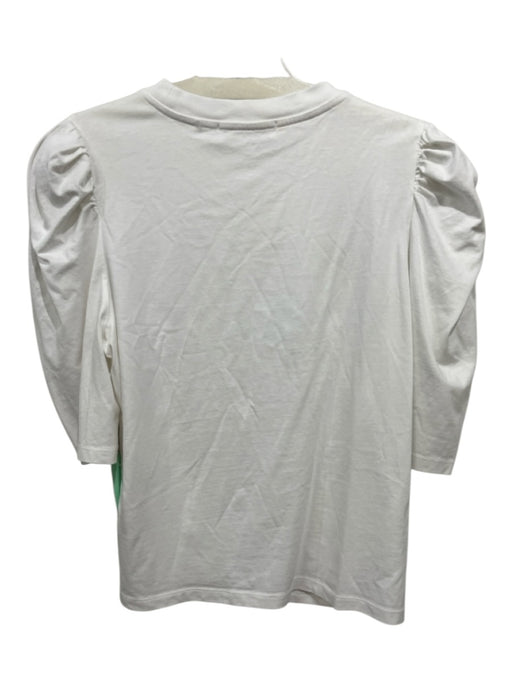 Frame Size M White Cotton 1/2 Sleeve Puff Shoulder T Shirt Top White / M