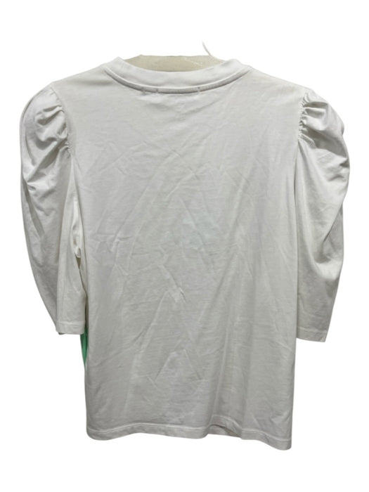 Frame Size M White Cotton 1/2 Sleeve Puff Shoulder T Shirt Top White / M