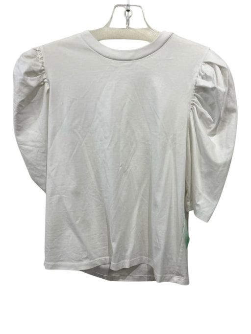 Frame Size M White Cotton 1/2 Sleeve Puff Shoulder T Shirt Top White / M