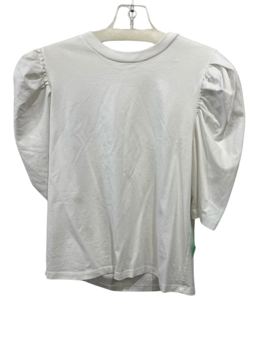 Frame Size M White Cotton 1/2 Sleeve Puff Shoulder T Shirt Top White / M