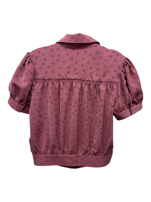 Favorite Daughter Size M Mauve Pink Polyester Polka Dots Short Puff Sleeve Top Mauve Pink / M