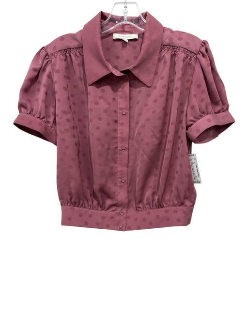 Favorite Daughter Size M Mauve Pink Polyester Polka Dots Short Puff Sleeve Top Mauve Pink / M