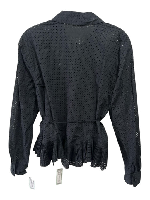 Ulla Johnson Size 4 Black Cotton Long Sleeve Perforated Button Up Top Black / 4