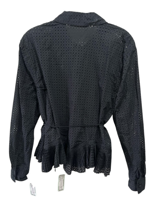 Ulla Johnson Size 4 Black Cotton Long Sleeve Perforated Button Up Top Black / 4