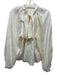 Marie Oliver Size XS Cream White Silk Jacquard Long Balloon Sleeve Tie Back Top Cream White / XS