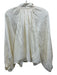 Marie Oliver Size XS Cream White Silk Jacquard Long Balloon Sleeve Tie Back Top Cream White / XS