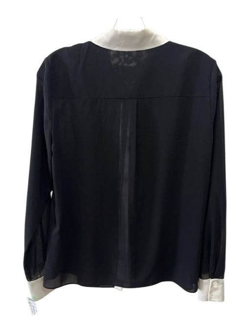 Alice + Olivia Classics Size S Black & White Silk Blend Sheer Long Sleeve Top Black & White / S