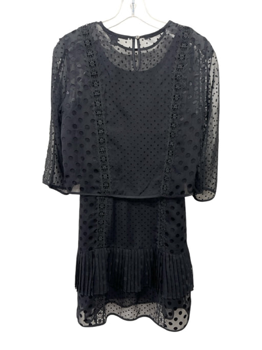 Scotch & Soda Size XS Black Polyester Blend swiss dot Sheer Overlay Dress Black / XS