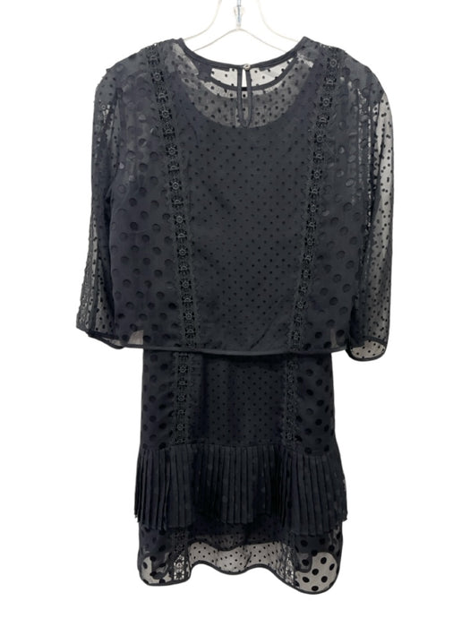Scotch & Soda Size XS Black Polyester Blend swiss dot Sheer Overlay Dress Black / XS