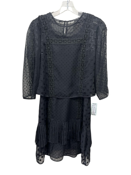 Scotch & Soda Size XS Black Polyester Blend swiss dot Sheer Overlay Dress Black / XS