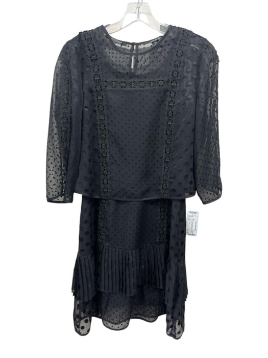 Scotch & Soda Size XS Black Polyester Blend swiss dot Sheer Overlay Dress Black / XS