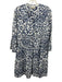 Lola Australia Size XS White & Blue Cotton Leopard Print Long Sleeve Dress White & Blue / XS