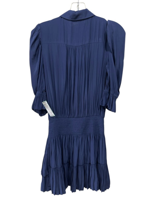 Ramy Brook Size XS Navy Blue Polyester 1/2 Puff Sleeve 1/2 Button Dress Navy Blue / XS