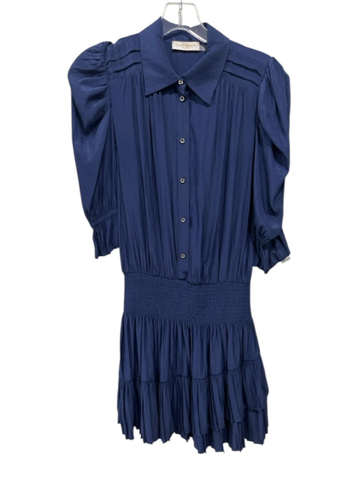 Ramy Brook Size XS Navy Blue Polyester 1/2 Puff Sleeve 1/2 Button Dress Navy Blue / XS
