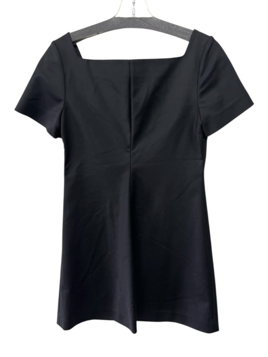 Theory Size 4 Black Nylon Blend Cap Sleeve Square Neck Mini Dress Black / 4