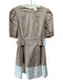 Shoshanna Size 2 Beige Pink & White Cotton Blend Short Puff Sleeve Dress Beige Pink & White / 2
