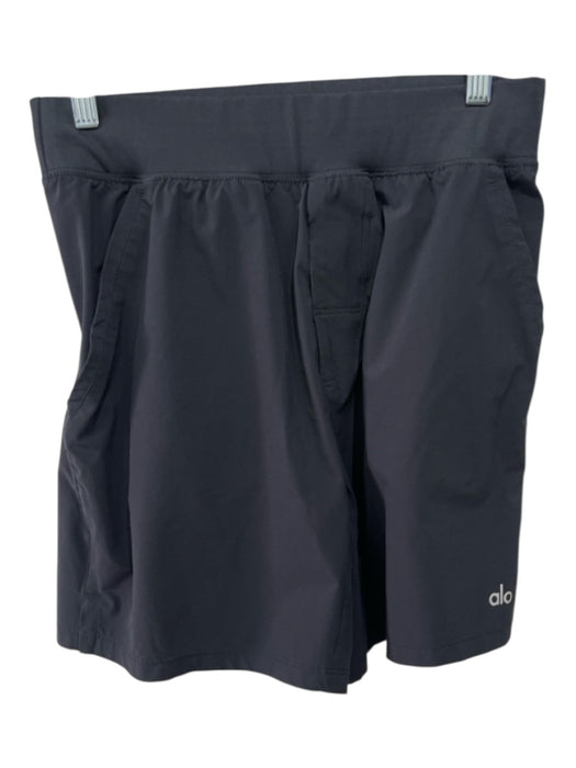 Alo Size S Black Polyester Blend Elastic & Drawstring Waist Pocketed Shorts Black / S