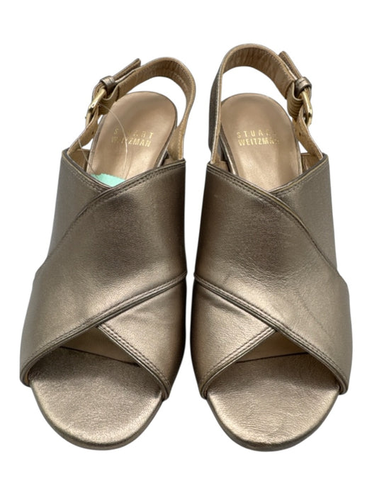 Stuart Weitzman Shoe Size 5 Gold Tone Leather Upper Metallic Criss Cross Sandals Gold Tone / 5