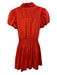 Ramy Brook Size S Red Shirred Waist Tie Waist Button Down Mini Dress Red / S