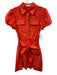Ramy Brook Size S Red Shirred Waist Tie Waist Button Down Mini Dress Red / S