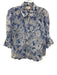 Cinq a Sept Size S Mixed Blues Rayon Blend Semi Sheer Floral Button Down Top Mixed Blues / S