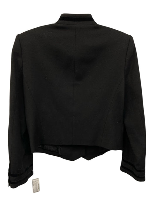 Frame Size Small Black Wool Blend Long Sleeve Button Front Velvet Trim Jacket Black / Small