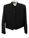 Frame Size Small Black Wool Blend Long Sleeve Button Front Velvet Trim Jacket Black / Small