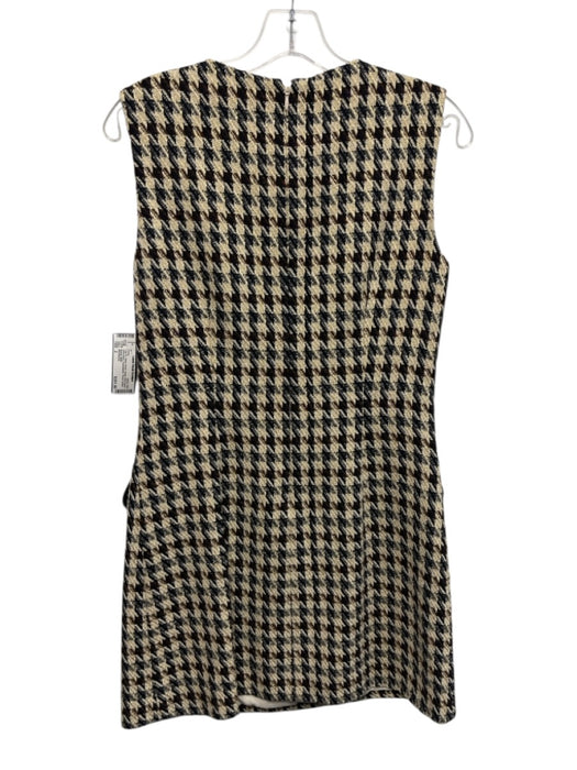 Shoshanna Size 2 Black, Brown, Beige Wool Blend Sleeveless Houndstooth Dress Black, Brown, Beige / 2