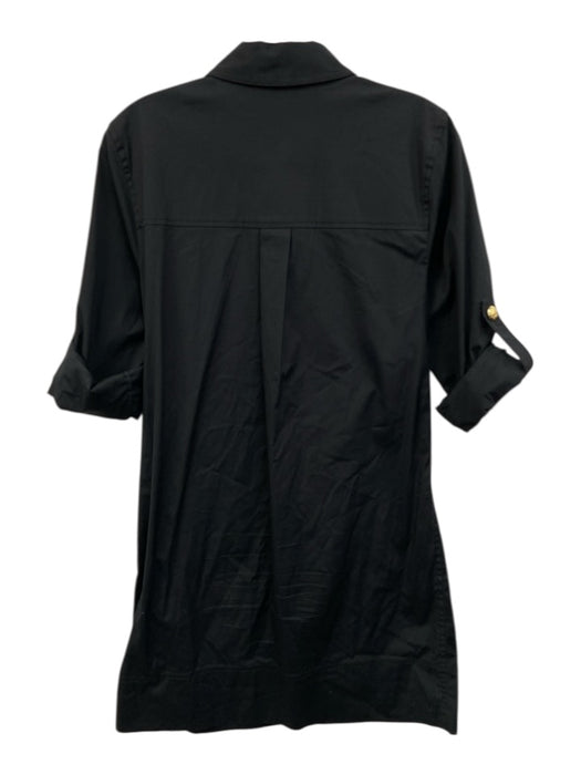 Veronica Beard Size 2 Black Cotton Long Sleeve Half Button Cargo Pockets Dress Black / 2