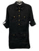 Veronica Beard Size 2 Black Cotton Long Sleeve Half Button Cargo Pockets Dress Black / 2